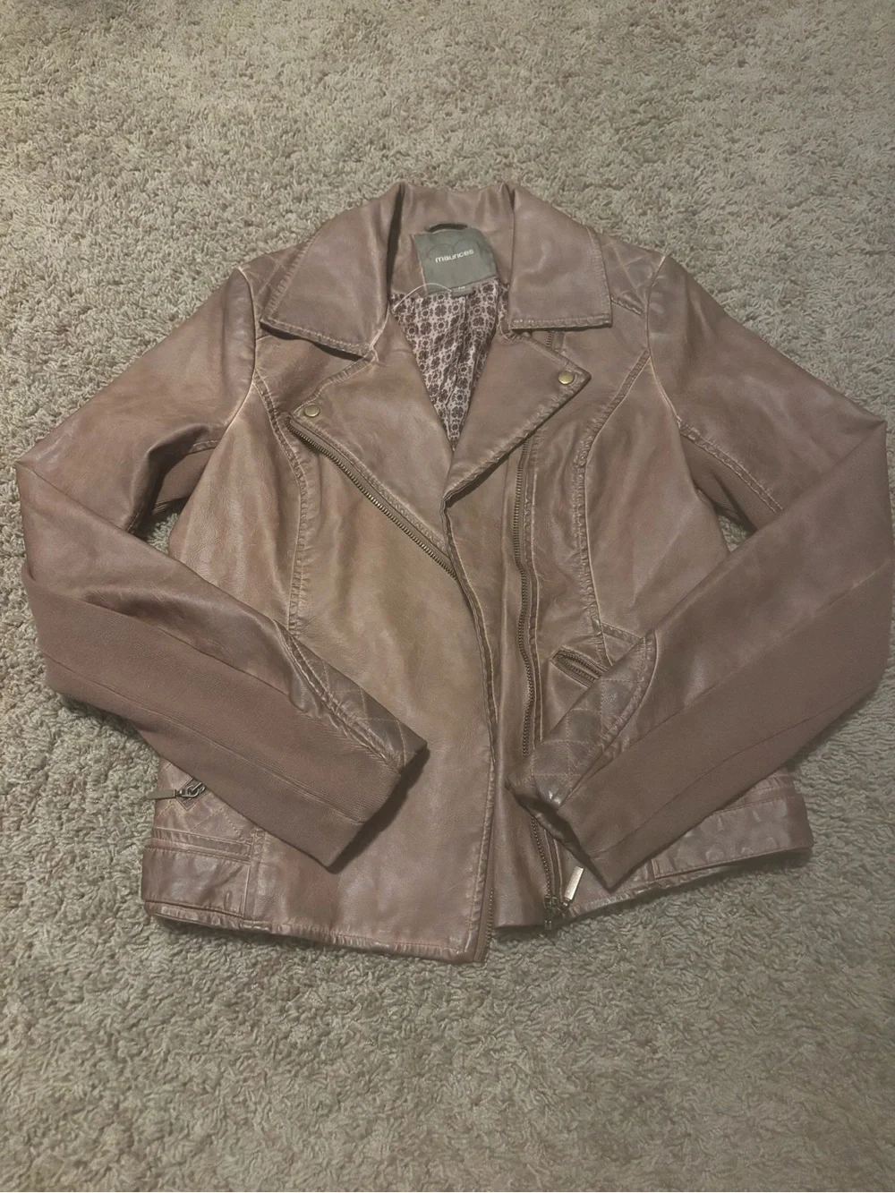 Maurices Brown Faux Leather Moto Jacket